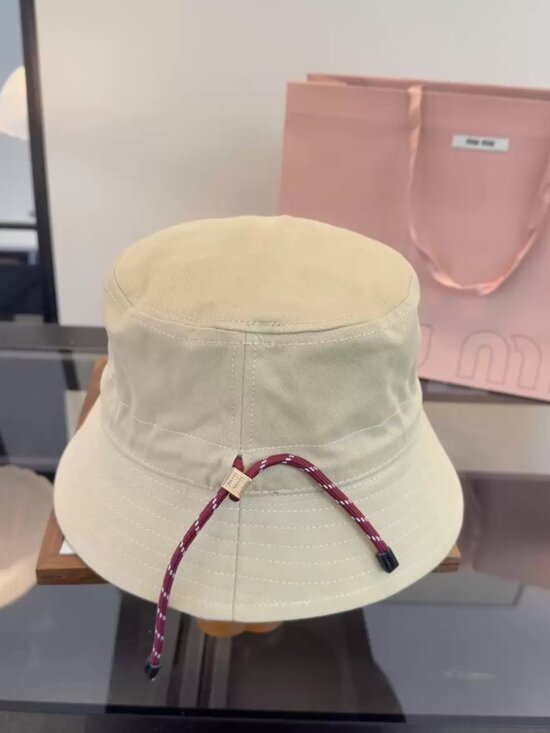 Miu Miu Beige Canvas Drawstring Bucket Hat main image 5